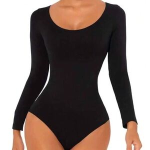 New Women's Black Long Sleeve shapewear Bodysuit xxl